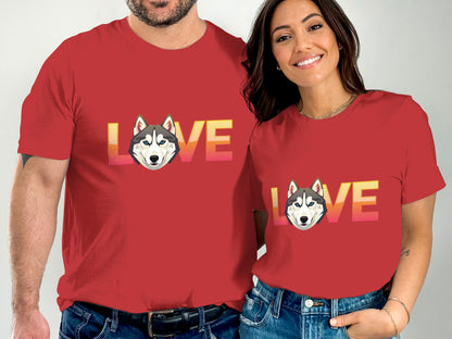Cute Husky Love Design on Red T-Shirt product