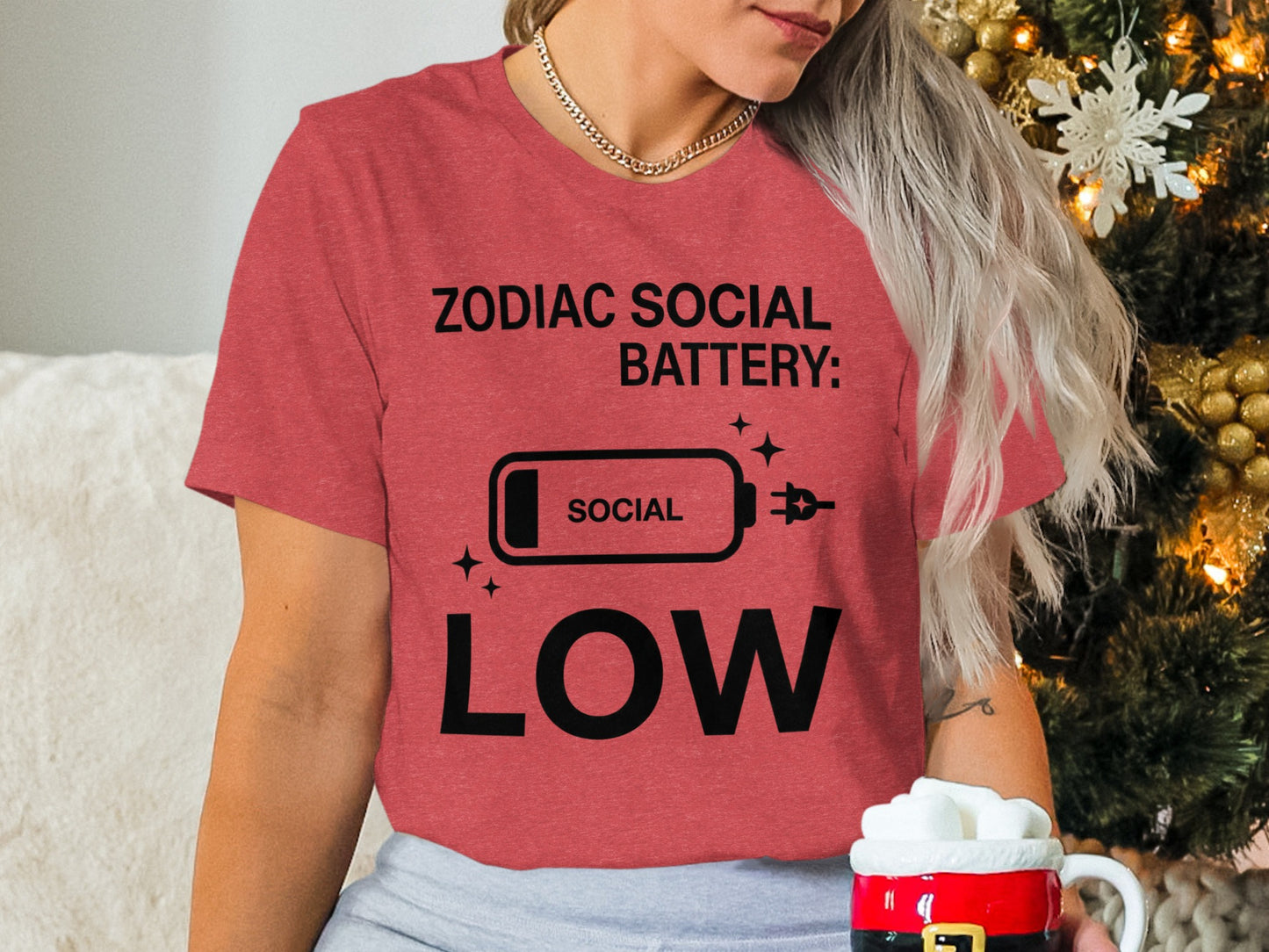 Zodiac Social Battery Funny Holiday Tee Shirt