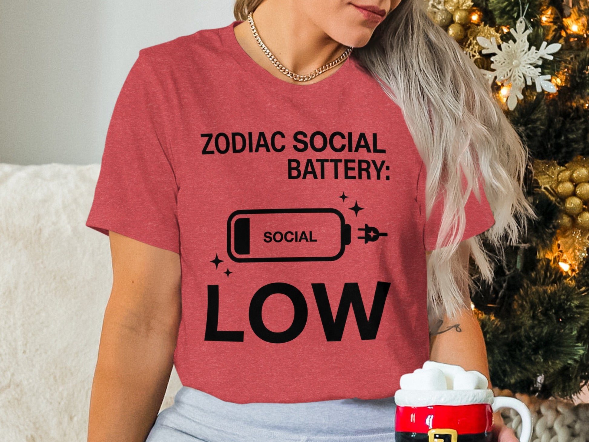 Zodiac Social Battery Funny Holiday Tee Shirt