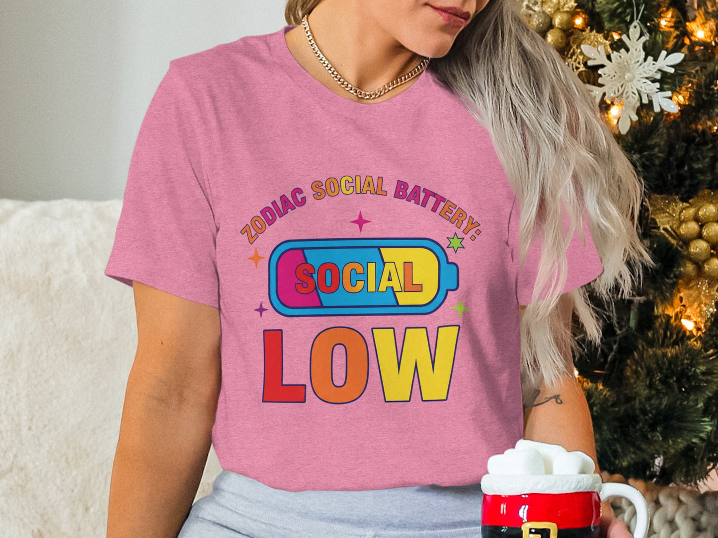 Zodiac Social Battery Social Low Printed Tee