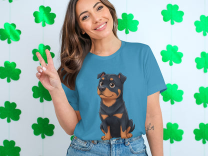 Cute Puppy Graphic Print Short Sleeve Shirt