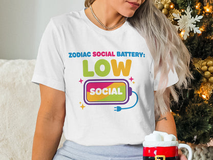Zodiac Social Battery Low Social T-shirt