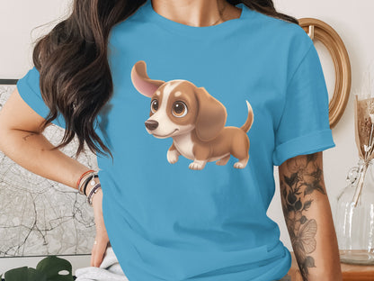 Cute Cartoon Dog Graphic Print T-Shirt Ideal for Pet Lovers