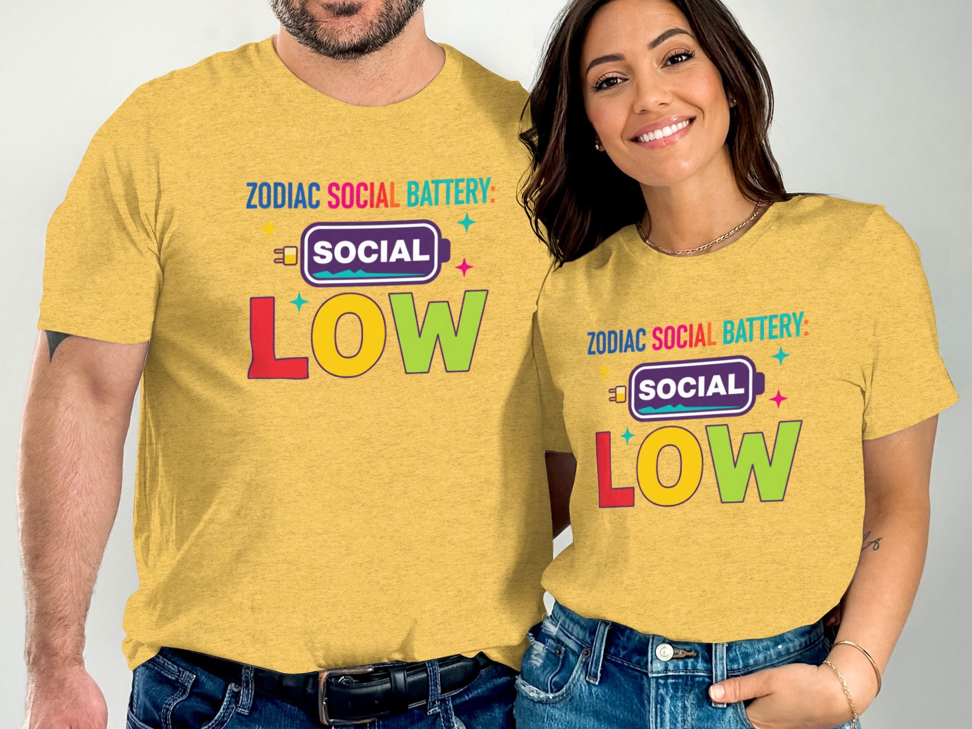 Zodiac Social Battery Low Social Graphic T-Shirt