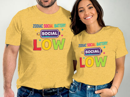 Zodiac Social Battery Low Social Graphic T-Shirt
