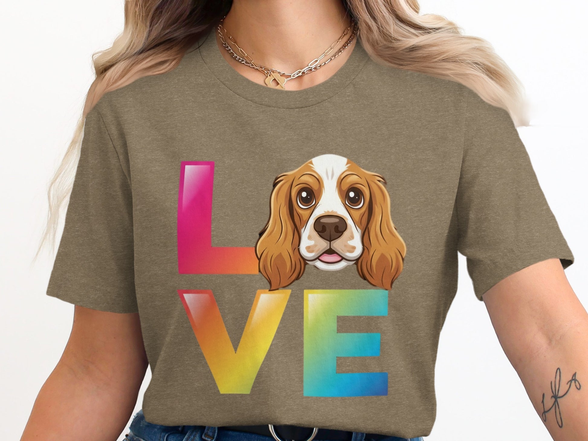 Colorful Dog Print Love Graphic T-shirt product type
