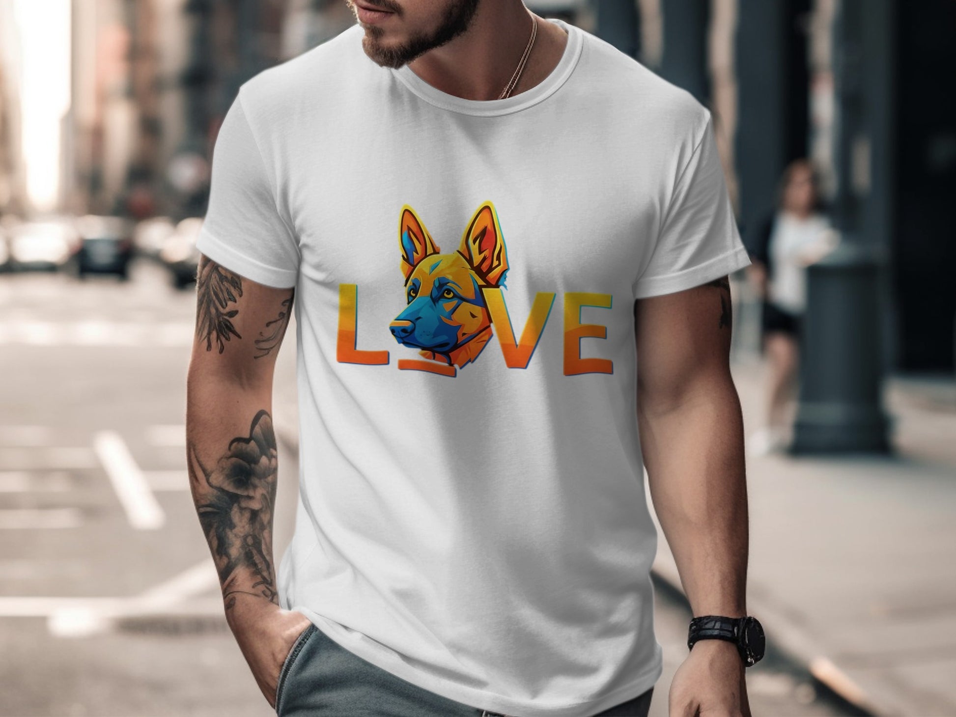 Love Colorful Dog Print Graphic T Shirt product type