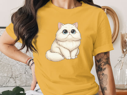 Adorable Fluffy Cat Design T-Shirt for Cat Lovers