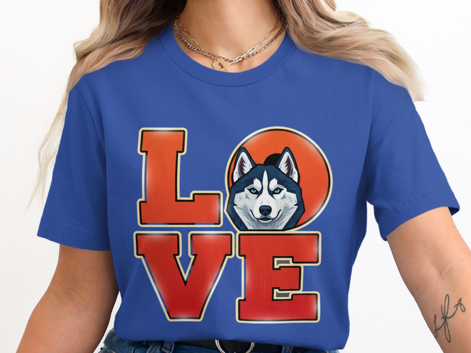 Love Husky Dog Graphic Design Blue T-shirt product