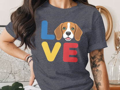 Colorful Love Beagle Print Graphic T-Shirt product