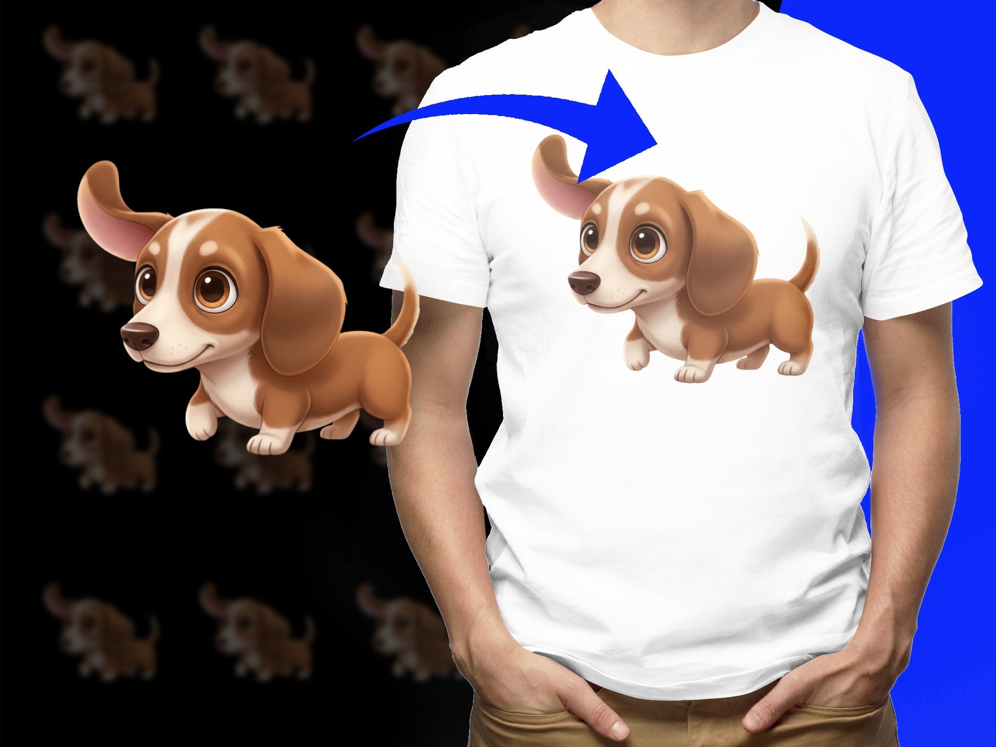 Cute Dachshund Puppy T-Shirt, Cartoon Dog Design, Animal Lover Gift, Unisex Graphic Tee