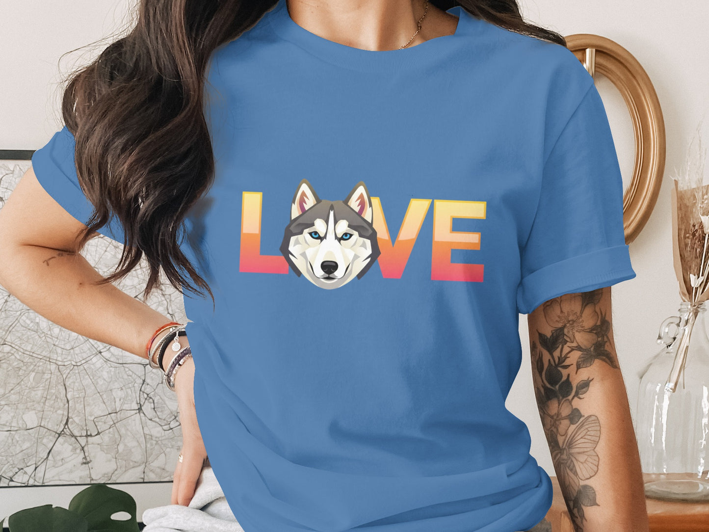 Love Husky Graphic Letter Print Short Sleeve T-shirt product